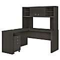 Bush Business Furniture Echo L-Shaped Desk With Hutch And Mobile File Cabinet, Charcoal Maple, Standard Delivery 1 thumbnail image