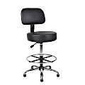 Boss Office Products Adjustable Antimicrobial Drafting Stool With Back, Removable Foot Rest & Glides, Black 1 thumbnail image