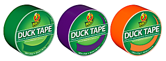 Duck® Brand Color Duct Tape Rolls, 1-15/16" x 55 Yd, Secondary Colors, Pack Of 3 Rolls