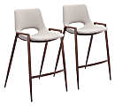 Zuo Modern Desi Counter Chairs, Beige/Brown, Set Of 2 Chairs