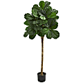 Nearly Natural Fiddle Leaf Fig 5' Artificial Tree With Pot, Green/Black