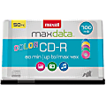 Maxell® CD-R Recordable Multicolor Media Spindle, 700MB/80 Minutes, Assorted Colors, Pack Of 50