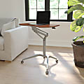 Flash Furniture 28-1/4"W Mobile Ergonomic Sit-Stand Computer Desk, Mahogany