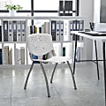 Flash Furniture HERCULES Plastic Stack Chair With Titanium Frame, White/Gray