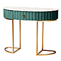 Baxton Studio Luxe Glam 1-Drawer Console Table, 29-15/16"H x 39-7/16"W x 15-3/4"D, Green/Gold 1 thumbnail image