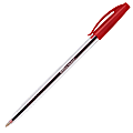 Office Depot® Brand Ballpoint Stick Pens, 1.0 mm, Medium Point, Clear Barrel, Red Ink, Pack Of 48