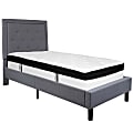 Flash Furniture Roxbury Panel Tufted Upholstered Platform Bed and Memory Foam Pocket Spring Mattress, Twin, 51”H x 44-1/2”W x 81”L, Light Gray 1 thumbnail image