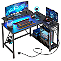 Bestier RGB Gaming Desk With Storage Shelf & Side Pocket, 42"W, Black 3D Carbon Fiber