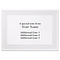 Custom Printed Stationery Note Cards, Pearl Flourish Frame, Folded, 4 7/8" x 3 1/2", White Matte, Box Of 25