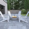 Flash Furniture Charlestown All-Weather Poly Resin Folding Adirondack Chairs, White, Set Of 4 Chairs