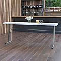 Flash Furniture Elon Plastic Folding Training Table, 29"H x 18"W x 72"D, Granite White 1 thumbnail image