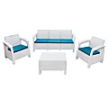 Inval MQ® FERRARA™ 4-Piece Stay Furniture Set With Sofa, White/Teal 1 thumbnail image
