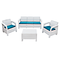 Inval MQ® FERRARA™ 4-Piece Stay Furniture Set With Sofa, White/Teal