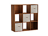 Homestar North America 9-Cube Bookcase With Bins, Brown