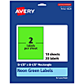 Avery® Printable Labels, 94229-NGP10, Rectangle, 5-1/2" x 8-1/2", Matte Neon Green, Pack of 20 1 thumbnail image