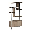 Techni Mobili 63"H Storage Rack 5-Shelf Bookcase With 2-Door Cabinet, Oak 1 thumbnail image