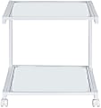 Eurostyle Caesar Glass Printer Cart, 21-1/8"H x 21-1/8"W x 19-3/8"D, White