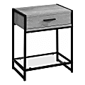 Monarch Specialties Side Accent Table With Glass Shelf, Rectangular, Gray Wood/Black