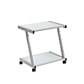 Eurostyle L-Series Glass Printer Cart, 22"H x 21"W x 16"D, Silver