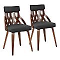 LumiSource York Mid-Century Modern Chairs, Charcoal/Walnut, Set Of 2 Chairs