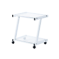 Eurostyle L-Series Glass Printer Cart, 22"H x 21"W x 16"D, White