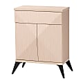 Baxton Studio Draper 24"W Mid-Century Modern 2-Tone 2-Door Sideboard Buffet, Light Brown/Black 1 thumbnail image