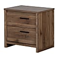 South Shore Tao 2-Drawer Nightstand, 22-1/2"H x 23-3/4"W x 17"D, Natural Walnut