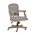 Linon Gail Fabric Mid-Back Home Office Chair, Light Gray/Rustic Brown