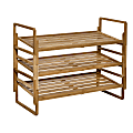 Honey Can Do 3-Tier Nesting Shoe Rack, 23”H x 13-1/2”W x 30”D, Natural