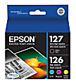 Epson® 127/126 DuraBrite® High-Yield Black And Cyan, Magenta, Yellow Ink Cartridges, Pack Of 4, T127120-BCS