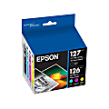 Epson® 127/126 DuraBrite® High-Yield Black And Cyan, Magenta, Yellow Ink Cartridges, Pack Of 4, T127120-BCS