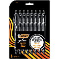 BIC® Gel-ocity Quick-Dry Retractable Gel Pens, Medium Point, 0.7 mm, Clear Black Barrel, Black Ink, Pack Of 8 Pens