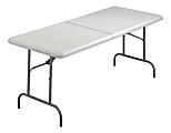 Iceberg IndestrucTable TOO Bifold Table - Rectangle Top - Adjustable Height - 96" Table Top Length x 30" Table Top Width x 2" Table Top Thickness - 29" Height - Platinum, Powder Coated - Tubular Steel - High-density Polyethylene (HDPE) Top Material