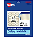 Avery® Pearlized Permanent Labels With Sure Feed®, 94227-PIP100, Rectangle, 1-1/4" x 2-3/8", Ivory, Pack Of 1,800 Labels 1 thumbnail image