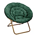 Flash Furniture Gwen 38" Oversize Portable Faux Fur Folding Saucer Moon Chair for Dorm and Bedroom, Emerald Fabric/ Soft Gold Frame 1 thumbnail image