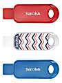 Sandisk Cruzer Snap USB Flash Drive, 16GB, Multicolor, Pack Of 3