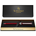 Scriveiner Classic Rollerball Pen, Medium Point, 0.7 mm, Deep Crimson/Silver Barrel, Black Ink