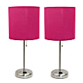 LimeLights Stick Desktop Lamps With Charging Outlets, 19-1/2", Pink Shade/Brushed Nickel Base, Set Of 2 Lamps 1 thumbnail image