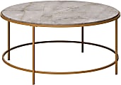 Sauder® International Lux Coffee Table, 16-3/4"H x 36"W x 36"D, Taupe Gray Deco Stone/Satin Gold