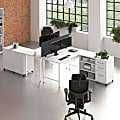 Bush Business Furniture Hustle 2 Person Computer Desk with Mobile Storage Cabinets, Power Grommets, and Privacy Screen, White,   - HUS016WH 1 thumbnail image