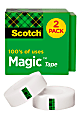 Scotch® Magic™ Invisible Tape, 3/4" x 1000", Clear, Pack of 2 rolls