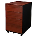 Aurora SOHO 24"D Vertical 3-Drawer Mobile File Cabinet, Metal, Metallic Charcoal/Red Teak