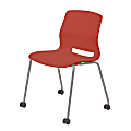 KFI Studios Imme Stack Chair With Caster Base, Coral/Silver