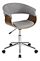LumiSource Vintage Mod Mid-Century Modern Mid-Back Chair, Light Gray/Walnut/Chrome