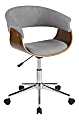 LumiSource Vintage Mod Mid-Century Modern Mid-Back Chair, Light Gray/Walnut/Chrome 1 thumbnail image