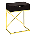 Monarch Specialties Accent End Table, Rectangular, Cappuccino/Gold