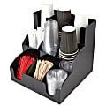 Mind Reader 9-Compartment Acrylic Cup and Condiment Countertop Organizer, 11-13/16"H x 12 -3/16"W x 12-3/16"D, Black