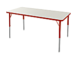 Marco Group 30" x 72" Activity Table, Rectangular, 16 - 24"H, Gray Glace/Red