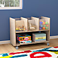 Flash Furniture Bright Beginnings Commercial Double-Sided Space Saving Wooden Mobile Storage Cart, 24-1/2”Hx31-1/2”Wx19-3/4”D, Beech - MKKE24275 1 thumbnail image