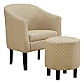 Monarch Specialties Selena Accent Chair With Ottoman, Yellow